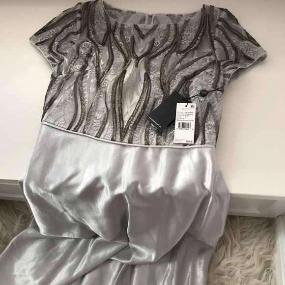 ADRIANNA PAPELL Embroidered Satin Hi-lo Gown - Picture 7 of 12